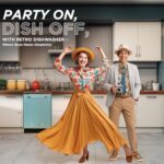 Unique Appliances UGP-24CR DW T Classic Retro Built Extremely Quiet Dishwasher Machine for Home Use, 6 Wash Cycles, 14 Place Settings, 120 V, 24″, Ocean Mist Turquoise