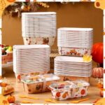 Maxcheck 300 Pcs Thanksgiving Loaf Pan with Lid Spoon 6.3 x 2.17 x 2.17 Fall Disposable Baking Pans with Sticker for Bread Cake Meatloaf Baked Goods Autumn Thanksgiving Party Supplies