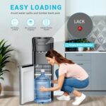 Manastin Bottom Loading Water Cooler Dispenser Hot Cold & Cool Water Dispenser for 3 or 5 Gallon Bottles, Empty Bottle Indicator, Child Safety Lock, Ideal for Office, Home, Living Room, Jet Black