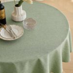 Decorelia Waterproof Faux Linen Rustic Cloth Round Tablecloth for Dining Table, Decorative Fabric Anti-scratch Table Cloth Cover for Party, Dining& Kitchen Table(Round, 60 Inch (2-4 Seats),Sage Green)