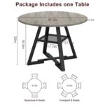 Jocoevol Round Dining Table for 4, Kitchen Table, Dining Table, Circle Table, Round Pedestal Dining Table, Dining Room Table, Dinner Table,Space Saving Wood Kitchen & Dining Room Tables, 47In (Grey)