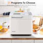 Patioer Bread Maker, 2LB Compact Bread Machine with Auto Yeast & Nut Dispenser, 21-in-1 Programmable, 3 Loaf Sizes 3 Crust Colors, White