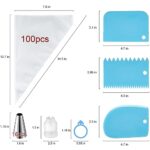 Piping Bags and Tips Set, Cakes Decorating Supplies Kit with 100pcs 12 Inch Pastry Bags, 16 Piping Tips, 3 Cake Scraper, 2 Couplers, 2 Bag Ties, Simple and Convenient Baking Supplies Set