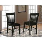 East West Furniture NFC-BLK-W Norfolk Dining Chairs – Slat Back Wood Seat Kitchen Chairs, Set of 2, Black