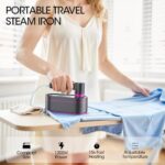 Travel Steamer for Clothes, Portable Mini Garment Steamer ? Iron 2 In 1, 15s Heat-Up, Large Ceramic Heat Panel, Rotary Head Handheld Iron for Various Fabrics