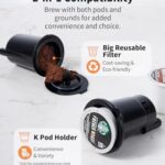 KIDISLE Hot & Iced Coffee Maker with Bold Setting, Single Serve Coffee Maker for K Cup and Grounds, 6-14 Oz Brew Sizes, 50 Oz Removable Water Tank, One Cup Coffee Machine with Reusable Filter, White