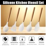 Kitchen Utensils Set, Silicone Cooking Utensils Set,Non-Stick Silicone Spatula Set with Natural Acacia Hard Wood Handle, 5 Piece, Upgraded Thickened Cookware