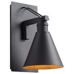 Amazon Brand – Stone & Beam Modern Indoor Outdoor Wall Mount Sconce with Light Bulb, 11.75″H, Black