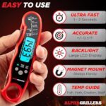 Alpha Grillers Meat Thermometer Digital – Instant Read Food Thermometer for Cooking Grilling Air Fryer Griddle Probe Kitchen Gadgets Essentials BBQ Accessories Grill Gifts for Men Him Dad Fathers Day