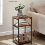 VASAGLE Side Table, Small End Table, Tall Nightstand for Living Room, Bedroom, Office, Bathroom, Rustic Brown and Classic Black ULET273B01