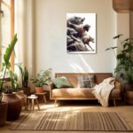MALEDO Framed Jesus and Lamb Christian Canvas Wall Art Jesus Protect a Lamb from Wolves Picture Wall Decor Jesus Saves the Lost Lamb Christ Painting Poster Print Artwork for Living Room Bedroom Church