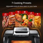 Indoor Grill/Griddle Combo with View Window, 7-in-1 Smart Smokeless Electric Grill with Air Fryer, Bake, Roast, Broil and Dehydrate, Preheat, 1750W, Smart Thermometer, Silicone Tongs included