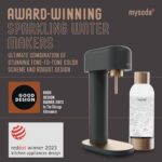 Mysoda Ruby 2 Sparkling Water Maker – Silent Carbonated Water Machine Made of Robust Long-Lasting Aluminium & 1L Water Bottle – Without CO2 Cylinder – Colour Black Copper