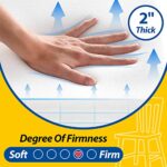 AAAAAcessories D-Shaped Chair Cushions for Dining Chairs with Ties and Removable Cover, 2” Thick Dining Kitchen Chair Pads, Indoor Dining Room Chair Cushions, 17” x 16”, Set of 4, Blue