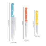 MONGSEW 3PCS Kitchen Knife, Stainless Steel Chef Knife Set, Includes 8 inch Chef Knife, 4.5 inch utility knife and 4 inch Paring Knife, Ultra Sharp Knives with Plastic Handle (Blue, Orange, Yellow)