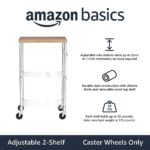 Amazon Basics Portable Kitchen Storage Rack on Caster Wheels with Adjustable Shelves, 175 Pound Capacity, 21 x 15 x 36.7 inches (LxWxH), Wood/Chrome