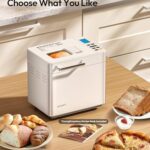 KOVIET 25-in-1 Bread Maker Machine with Automatic Dual Dispenser, 2LB Stainless Steel Breadmaker with Gluten-Free, Dough, Jam, Yogurt etc Settings, Beige