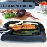 OVENTE Electric Indoor Grill with 13×10 Inch Non-Stick Cooking Surface, 1000W Fast Heat Up Power, Adjustable Temperature, Removable and Dishwasher Safe Grilling Plate and Drip Tray, Black GD1632NLB