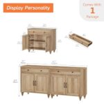 WAMAPT Buffet Cabinet with 4 Doors and 2 Drawers, Large Coffee Bar Table Wood Kitchen Storage Cabinets with Storage Cabinets, Modern Farmhouse Sideboard Credenza for Dining Room, Oak, 68 inch