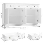 FINETONES Buffet Cabinet with Storage, 52.7″ Large Sideboard Buffet Cabinet, White Kitchen Cabinet with 3 Drawers and 4 Doors, Wood Coffee Bar Cabinet for Kitchen Dining Room, White