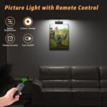 Picture Light with Remote, 15.35inch Wireless Rechargeable Battery Wall Light for Paintings, 3 Colors Paintings Light Dimmable and Timer Metal Art Light for Display, Wall, Artwork, Gallery (Black)