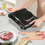 CUSIMAX Hot Plate,1500W Electric Portable Cast Iron Stove with Temperature Controls,Hot Plates for Cooking,Compatible for All Cookwares,Concealed Handle,Easy to Clean