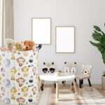 HIYAGON Woodland Baby Laundry Basket Animal Baby Hamper for Nursery Girl Kids Pink Hamper Cute Kids Toys Storage Bin Organizer Animal Room Decor for Home(Cute Animal)
