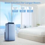 TOSOT 14,000BTU (9,600 BTU SACC) Wifi Portable Air Conditioner with Heating Mode, Cooling, Dehumidifier, Fan, Auto Swing, 24H Timer, for Large Rooms Up to 600 sq ft, AOMI Series, Steel Blue