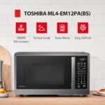 TOSHIBA ML4-EM12PA(BS) Countertop Microwave Oven with Stylish Design As Kitchen Essentials, Smart Sensor, 13 Auto Menus&Mute Function, 1.2 Cu Ft with 12.4″ Turntable, 1000W, Black Stainless Steel