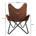 Shy Shy Let’s Touch The Sky Leather Living Room Chairs-Butterfly Chair Retro Vintage Industrial Leather Brown Ribbed Seat Black Base with Padded Tan Brown Chair