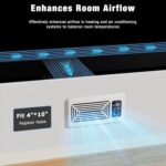 TOTTE Quiet Register Booster Fan Fits for 4″ x 10″ Ducts, Remote Control & Thermostat Control, 10-Speed Control Heating&Cooling Airflow AC Vent, for Room Wall Floor,White