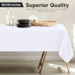 Utopia Kitchen 2 Pack 6 Foot Rectangle Table Cloth [90×132 Inches, White] Stain and Wrinkle Resistant Tablecloth Washable Polyester Cover for Dining, Buffet Parties, Picnic and Weddings