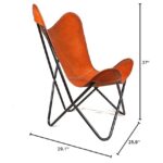 Shy Shy Let’s Touch The Sky Leather Butterfly Arm Chair for Living Room Furniture – Mid Century Modern Accent Home Decor Lounge Chairs (Tan Cover with Black Folding Frame)