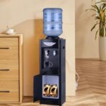 Water Cooler Dispenser, Hot&Cool Top Loading Water Dispenser 5 Gallons Water Coolers with Child Safety Lock Removable Drip Tray & Storage Cabinet (Black)