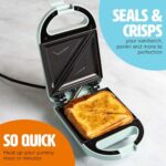 Tasty Mini Sandwich Maker, Makes Sandwiches, Paninis, Grilled Cheese, Desserts, Quick Results, Easy Cleanup, 600W, Aqua