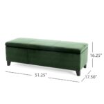 Ball & Cast 51.25″ Upholstered Entryway Storage Bench Ottoman, Comfy Padded End of Bed Benches, Modern Bedroom Foot Stool with Spacious-Storage&Safety Hinge&Wood Legs,Space Saving, Retro Green Velvet