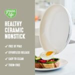 GreenLife 8 Piece Nonstick Cookware Set, Non-Toxic PFAS-Free Ceramic Pots & Pans, Dishwasher & Oven Safe, Frying, Sauce, Stock Pot, Glass Lids, Stay-Cool Handles, Wobble Free, Cream