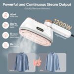 SoleoFlare Steamer for Clothes & Iron 2in1, 1200W Travel Steam Iron, 5 Modes LCD, 180ml for 20 Min Steam, UL 141 Tests Passed, White, 120V