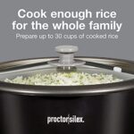 Proctor Silex Rice Cooker & Food Steamer, 30 Cups Cooked (15 Cups Uncooked), Includes Steam and Rinsing Basket, Black (37555)