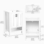 Anmytek 24″ White Modern Bathroom Vanity With Ceramic Sink, Wood Cabinet With 2 Doors and Open Shelf (Faucet Not Included)