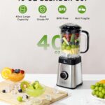 Sangcon Blenders and Food Processor Combo for Kitchen, 5 in 1 Blender for Shakes and Smoothies, Meat Chopped, Grinding & more, 40 oz Jar & 17oz Cup with To-Go Lid, Stainless Steel Silver