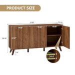 XUZENEST Fluted Sideboard Buffet Cabinet with Storage, Modern Storage Cabinet with 3 Doors, Wood Credenza Buffet Sideboards, Console Table for Kitchen Dining Living Room Entryway (Walnut)