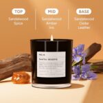LUMELOOM Santal Reserve Luxury Scented Candles, 9oz Soy Wax Candles for Home Scented, Sandalwood, Amber, Iris & Leather Scent, Long Burning Time, Gifts for Women, Men, Sister, Teacher