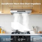 VIKIO HOME Range Hood 30 Inch Under Cabinet, 900 CFM Dual Centrifugal Motor, 3-Speed Ducted Kitchen Vent, Reusable Filters, Stainless Steel Kitchen Exhaust Fan with LED Lights