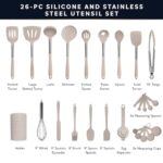 Home Hero Silicone Kitchen Utensils Set, Dishwasher Safe Stainless Steel, Utensils For Cooking, Spatula Set Silicone Heat Resistant (26 Pcs – Stone)