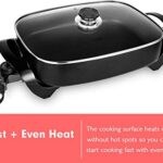 Caynel Professional Non-stick Copper Electric Skillet Jumbo, Deep Dish with Tempered Glass Vented Lid, Upgrade Thermostat, 16”x 12”x 3.15”- 8 quart (16 * 12 Black)
