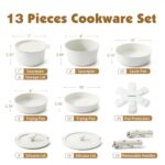 SENSARTE 13 Piece Pots and Pans Set, Nonstick Detachable Handle Cookware, Induction Kitchen Cookware Set with Removable Handle, Healthy Non Stick for RV, Dishwasher ? Oven Safe (White)