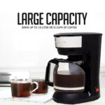 OVENTE 12-Cup Drip Coffee Maker with Borosilicate Glass Carafe, One-Touch Operation Machine, Anti-Drip System, Reusable Filter and Clear View Water Level Gauge, Ideal for Home or Office, Black CM412B