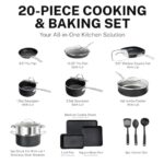 GRANITESTONE 20 Pc Kitchen Pots and Pans Set Non Stick Cookware Set, Kitchen Granite Nonstick Cookware Sets, Diamond Coated Non Toxic Cookware Set, Oven & Dishwasher Safe