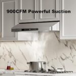 EVRKITCH Range Hood 30inch Under Cabinet, 900CFM Kitchen Vent Hood with Gesture/Touch Control and Permanent Stainless Steel Filters, Top and Rear Vents